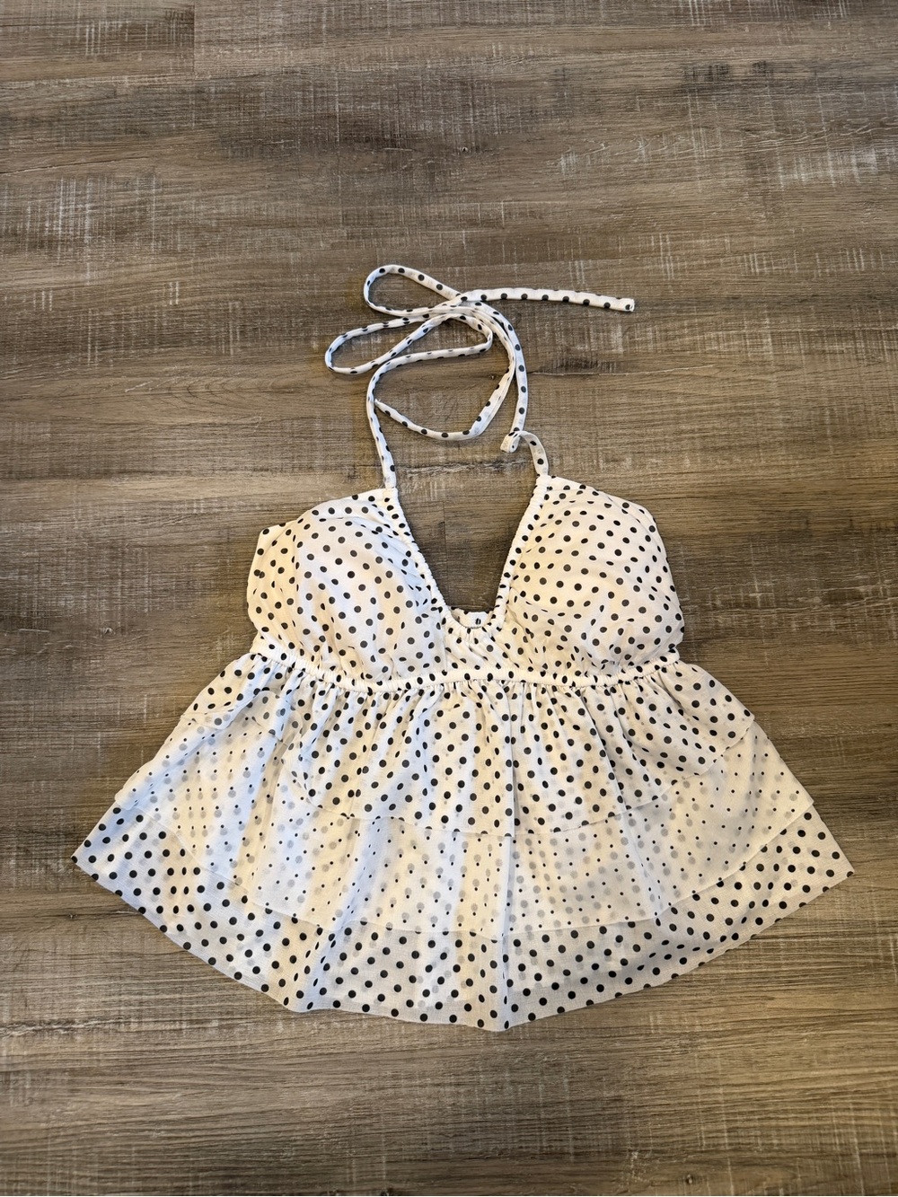 wild fable White Polka Dot Halter Babydoll Top